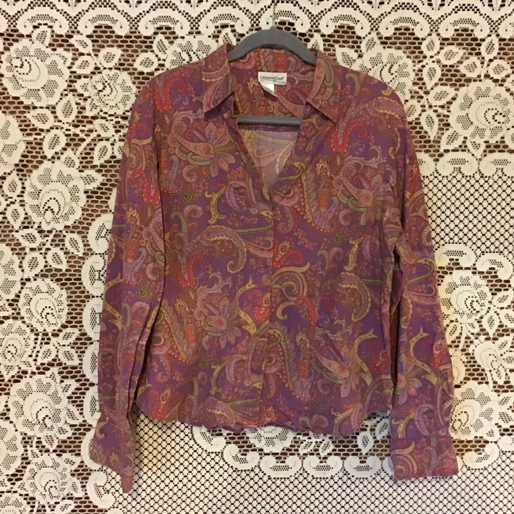 Coldwater Creek Button Up, V-Neck Blouse